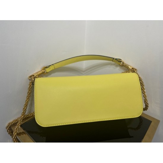 Valentino Loco Large Shoulder Bag In Yellow Calfskin