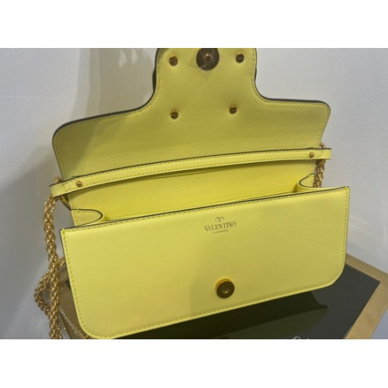 Valentino Loco Large Shoulder Bag In Yellow Calfskin