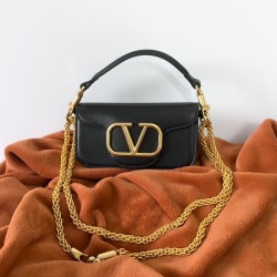 Valentino Loco Small Shoulder Bag In Black Calfskin