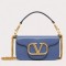 Valentino Loco Small Shoulder Bag In Blue Calfskin