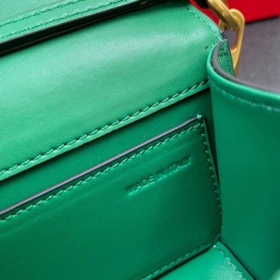 Valentino Loco Small Shoulder Bag In Green Calfskin