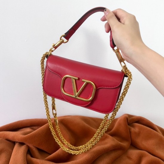 Valentino Loco Small Shoulder Bag In Red Calfskin