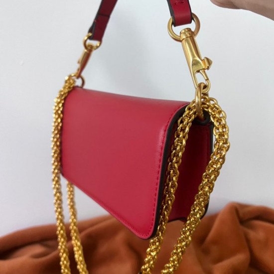 Valentino Loco Small Shoulder Bag In Red Calfskin