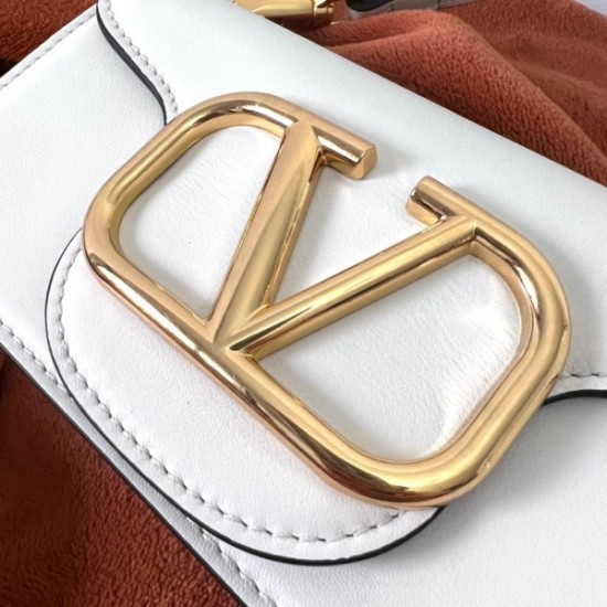 Valentino Loco Small Shoulder Bag In White Calfskin