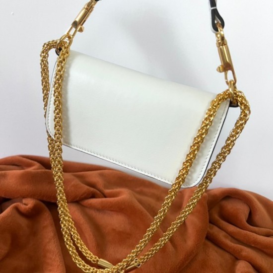 Valentino Loco Small Shoulder Bag In White Calfskin