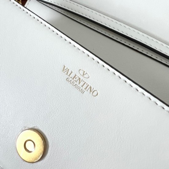 Valentino Loco Small Shoulder Bag In White Calfskin