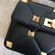 Valentino Medium Roman Stud Chain Bag In Black Nappa