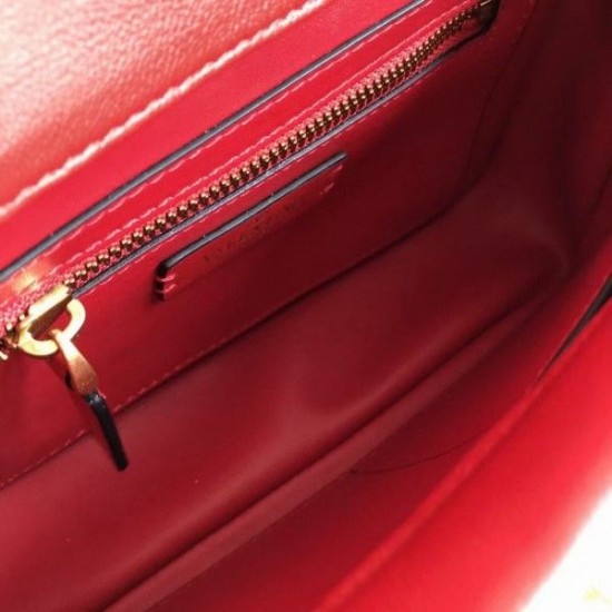 Valentino Medium Roman Stud Chain Bag In Red Nappa