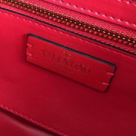 Valentino Medium Roman Stud Chain Bag In Red Nappa