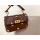 Valentino Medium Roman Stud Chain Bag In Teak Brown Nappa