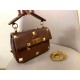 Valentino Medium Roman Stud Chain Bag In Teak Brown Nappa