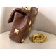 Valentino Medium Roman Stud Chain Bag In Teak Brown Nappa