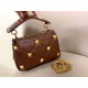 Valentino Medium Roman Stud Chain Bag In Teak Brown Nappa