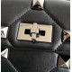 Valentino Medium Roman Stud Tonal Chain Bag In Noir Nappa