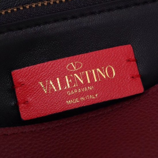 Valentino Medium VRing Chain Bag In Bordeaux Grainy Calfskin