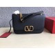 Valentino Medium Vlock Shoulder Bag In Black Calfskin