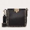 Valentino Mini Rockstud Hobo Bag In Black Grained Leather