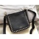 Valentino Mini Rockstud Hobo Bag In Black Grained Leather