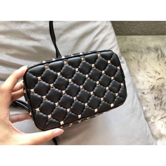 Valentino Mini Rockstud Spike Bucket Black Bag