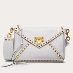 Valentino Rockstud Hype Bag In White Grained Calfskin