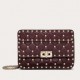 Valentino Rockstud Spike Small Bag In Bordeaux Lambskin