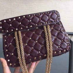 Valentino Rockstud Spike Small Bag In Bordeaux Lambskin