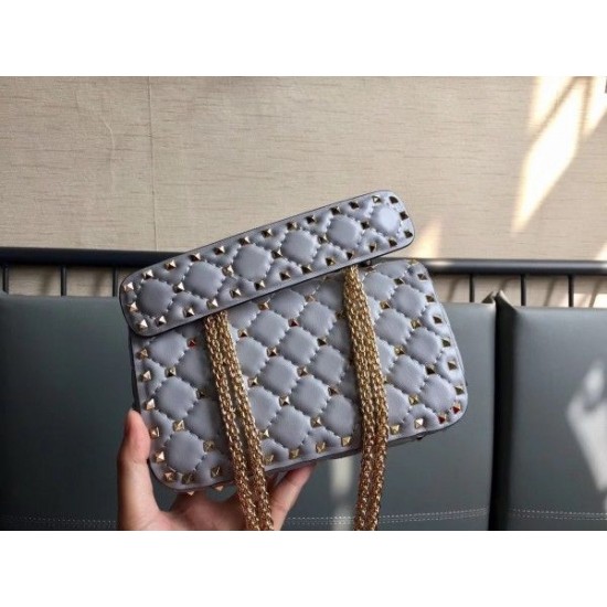 Valentino Rockstud Spike Small Bag In Pale Blue Lambskin