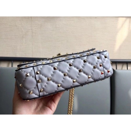 Valentino Rockstud Spike Small Bag In Pale Blue Lambskin