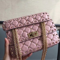 Valentino Rockstud Spike Small Bag In Poudre Lambskin