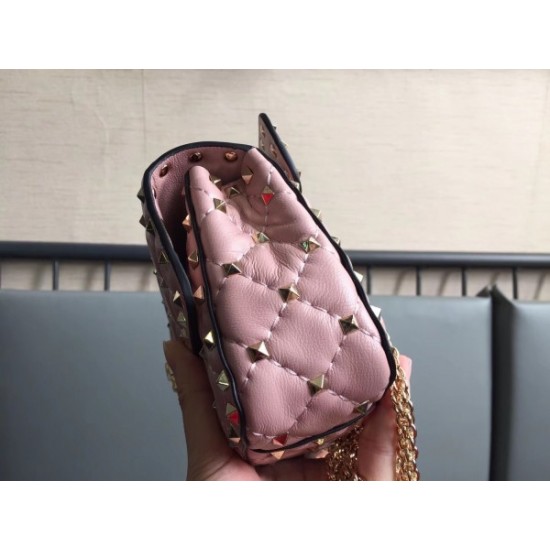 Valentino Rockstud Spike Small Bag In Poudre Lambskin