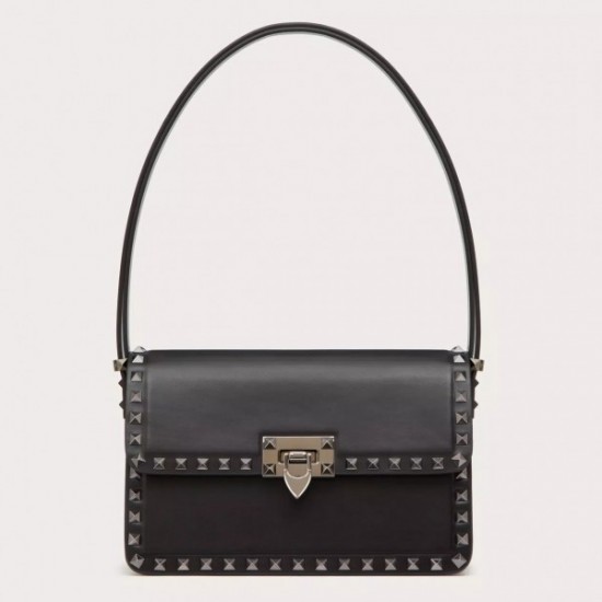 Valentino Rockstud23 Shoulder Bag in Black Calfskin