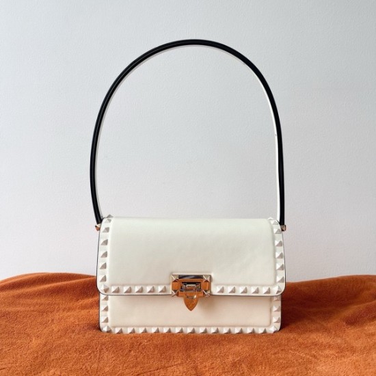 Valentino Rockstud23 Shoulder Bag in White Calfskin