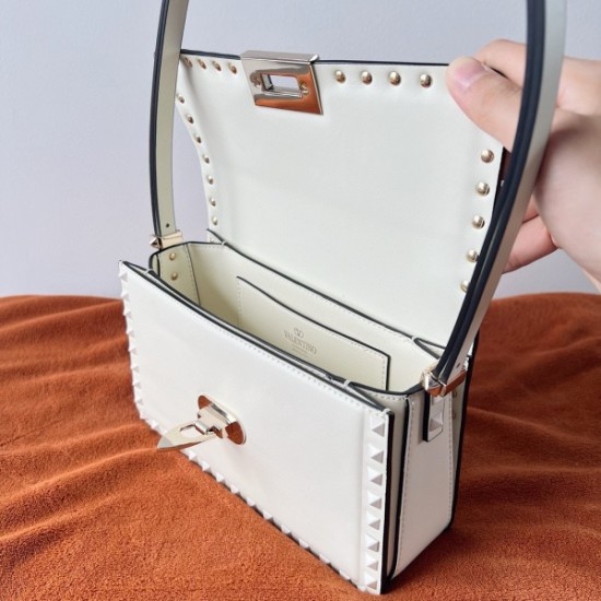 Valentino Rockstud23 Shoulder Bag in White Calfskin