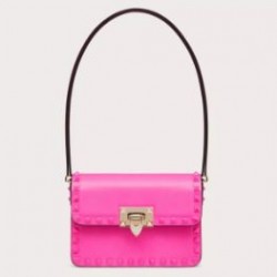 Valentino Rockstud23 Small Shoulder Bag in Pink Calfskin