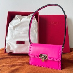 Valentino Rockstud23 Small Shoulder Bag in Pink Calfskin