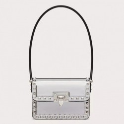 Valentino Rockstud23 Small Shoulder Bag in Silver Calfskin