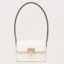 Valentino Rockstud23 Small Shoulder Bag in White Calfskin