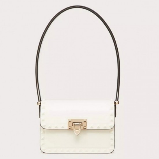 Valentino Rockstud23 Small Shoulder Bag in White Calfskin