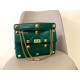 Valentino Roman Stud Chain Bag In Green Lambskin