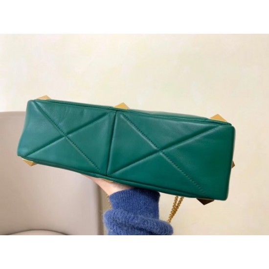 Valentino Roman Stud Chain Bag In Green Lambskin