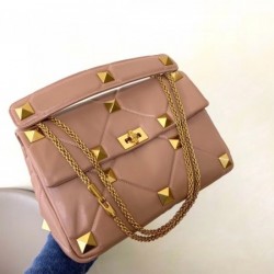 Valentino Roman Stud Chain Bag In Rose Cannelle Lambskin