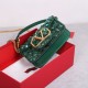 Valentino Small Loco Shoulder Bag with Green 3D effect Embroidery