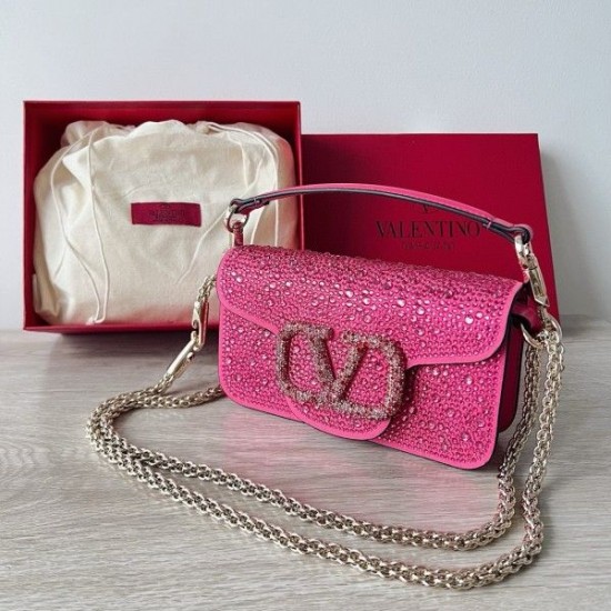 Valentino Small Loco Shoulder Bag with Rhinestone Applique