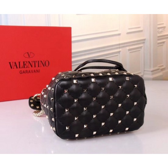 Valentino Small Noir Rockstud Spike Bucket Bag