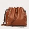 Valentino Small Rockstud Bucket Bag In Brown Grained Calfskin