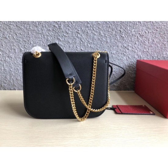 Valentino Small Vlock Shoulder Bag In Black Calfskin