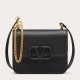 Valentino Small Vsling Shoulder Bag In Black Grainy Leather