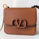 Valentino Small Vsling Shoulder Bag In Brown Grainy Leather