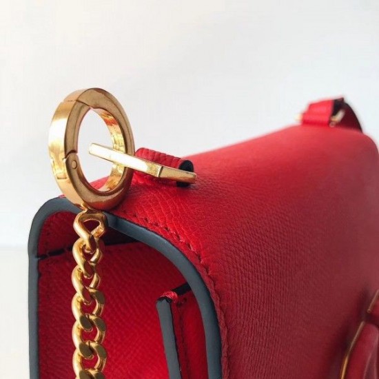 Valentino Small Vsling Shoulder Bag In Red Grainy Leather