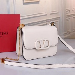 Valentino Small Vsling Shoulder Bag In White Calfskin